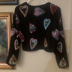 Sequin Shimmer Beaded Heart stenay jacket